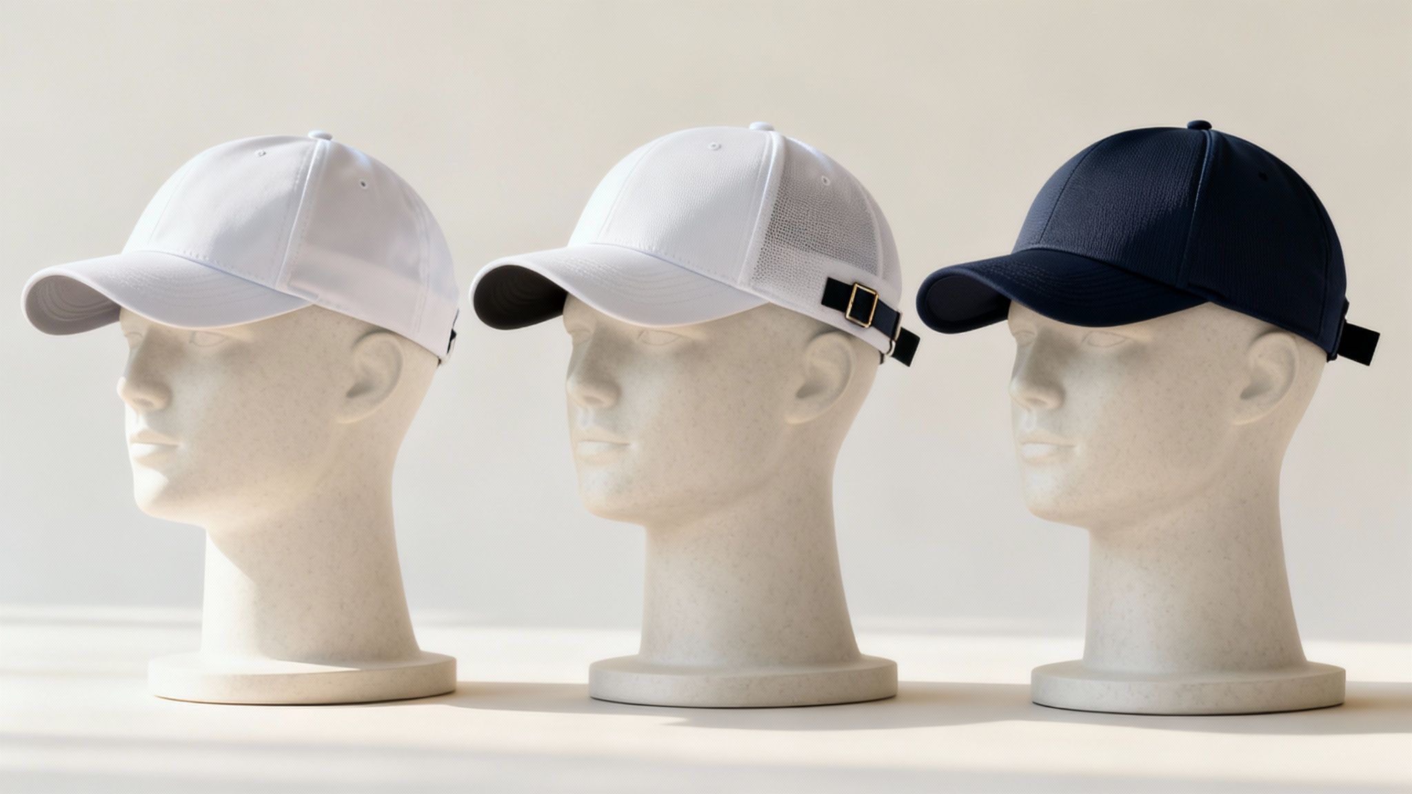 A golfer adjusting their premium golf hat, with the focus on the fit and structure of the cap.