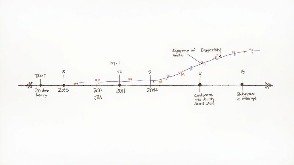 A person tracking their LinkedIn analytics on a screen, showing charts with upward trends.