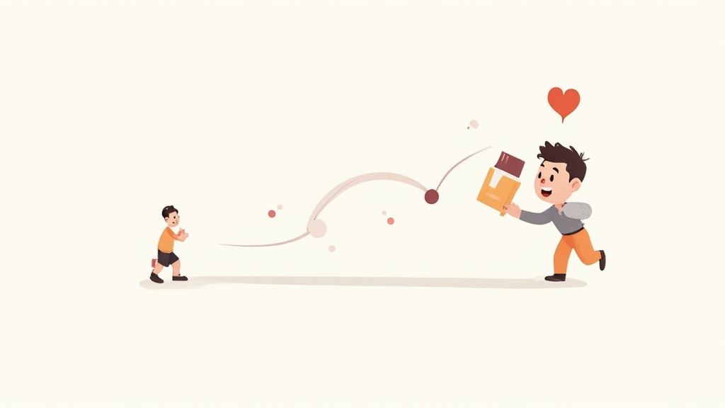 Adult sharing knowledge with child through book illustration showing education and learning connection