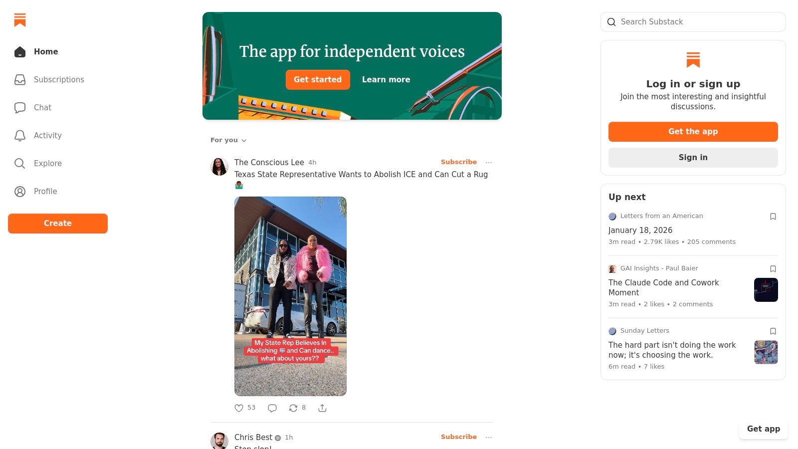 A screenshot of the Substack publication dashboard, showing the clean editor for writing posts and newsletters.
