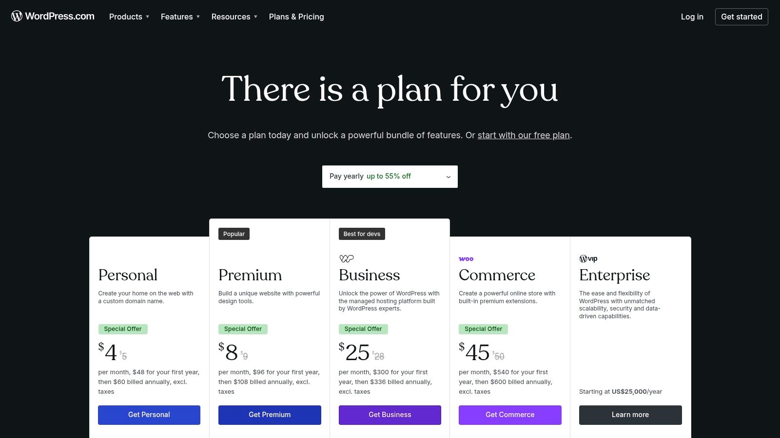 WordPress.com Pricing Plans