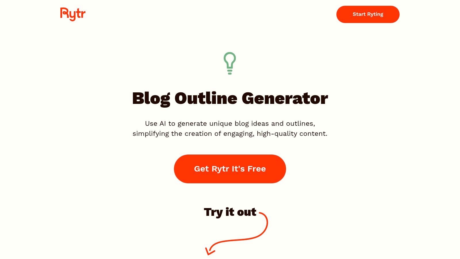 Rytr – Blog Idea & Outline use case