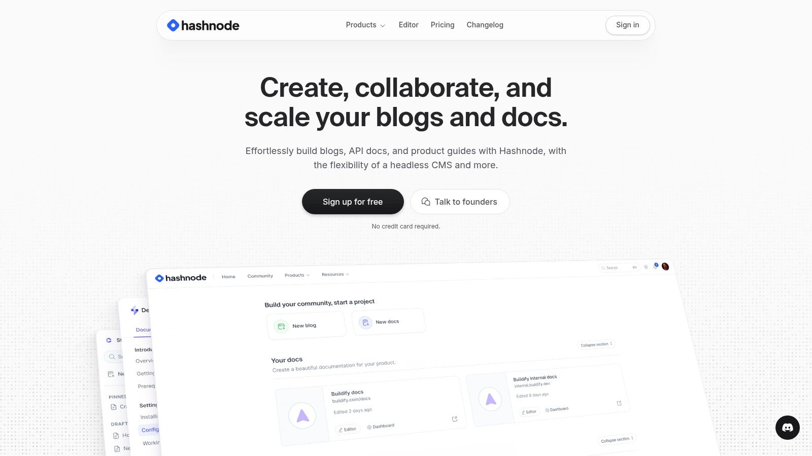 A screenshot of the Hashnode platform, highlighting its clean editor and features tailored for developers.