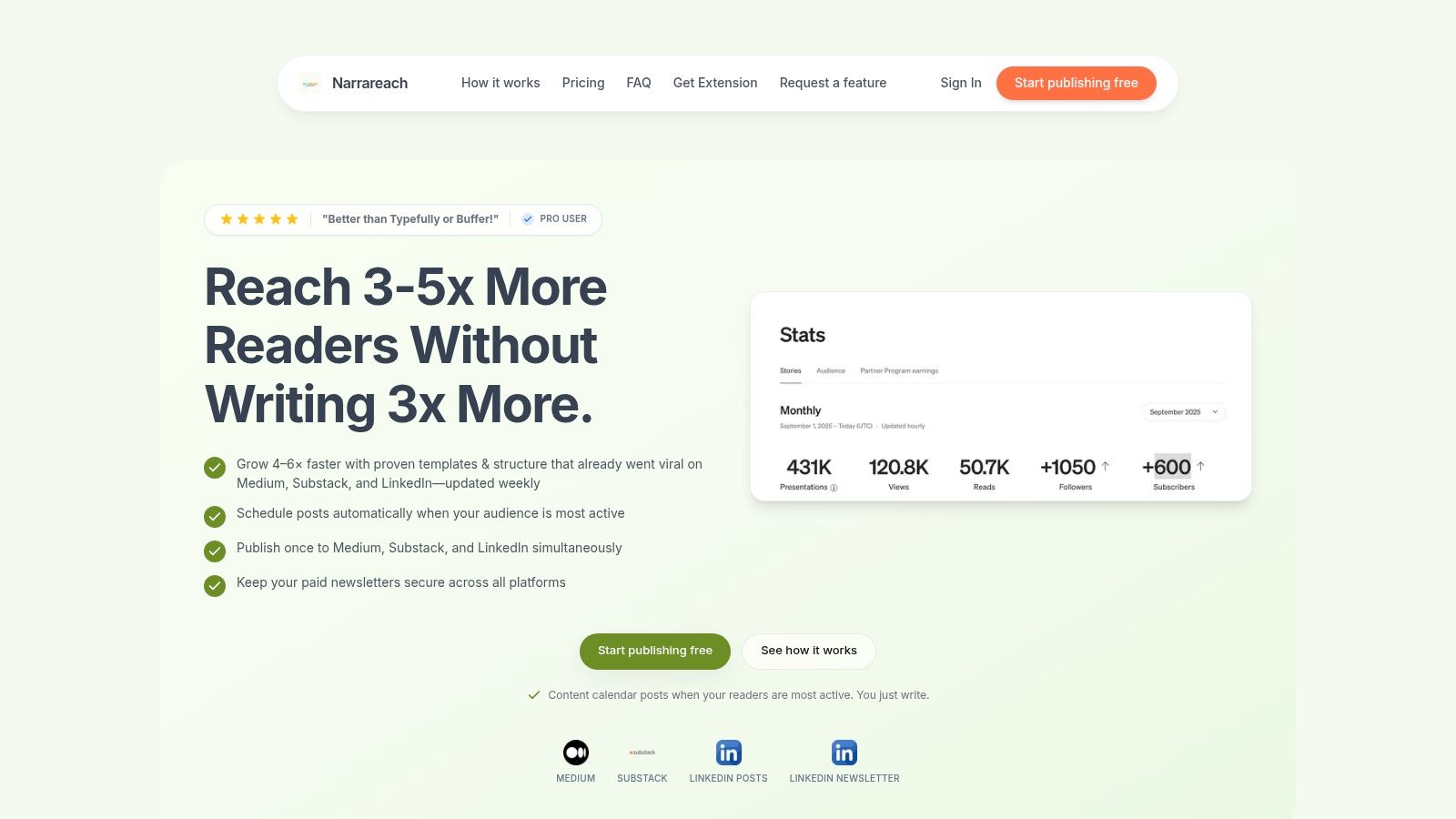 Narrareach content platform for creators
