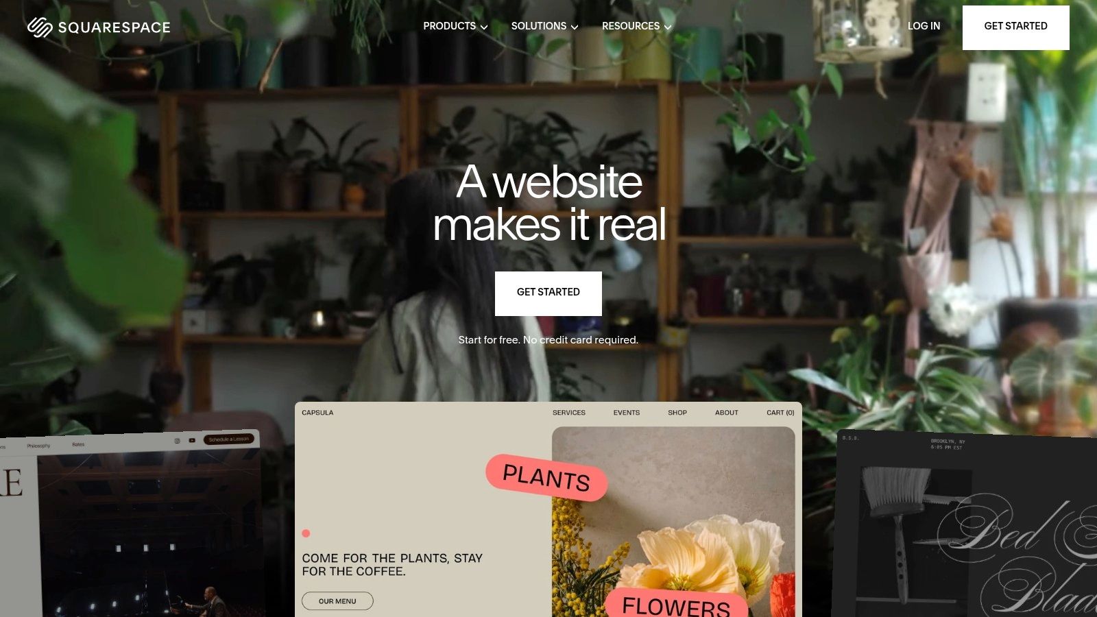 A screenshot of the Squarespace website editor, showcasing its clean, drag-and-drop interface and professional design templates.