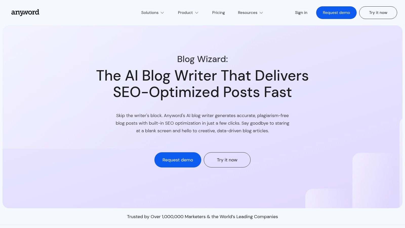 Anyword – Blog Wizard (outline → draft with scoring)