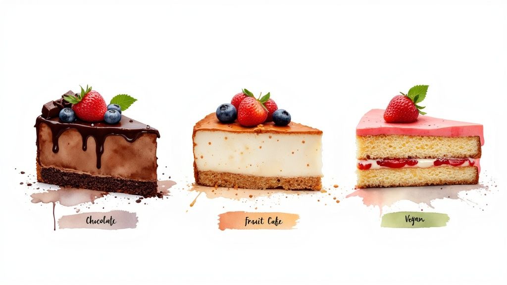 A close-up of a delicious-looking gluten-free cake slice on a plate.