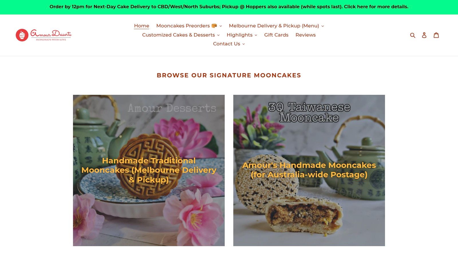 Amour Desserts Cake Selection