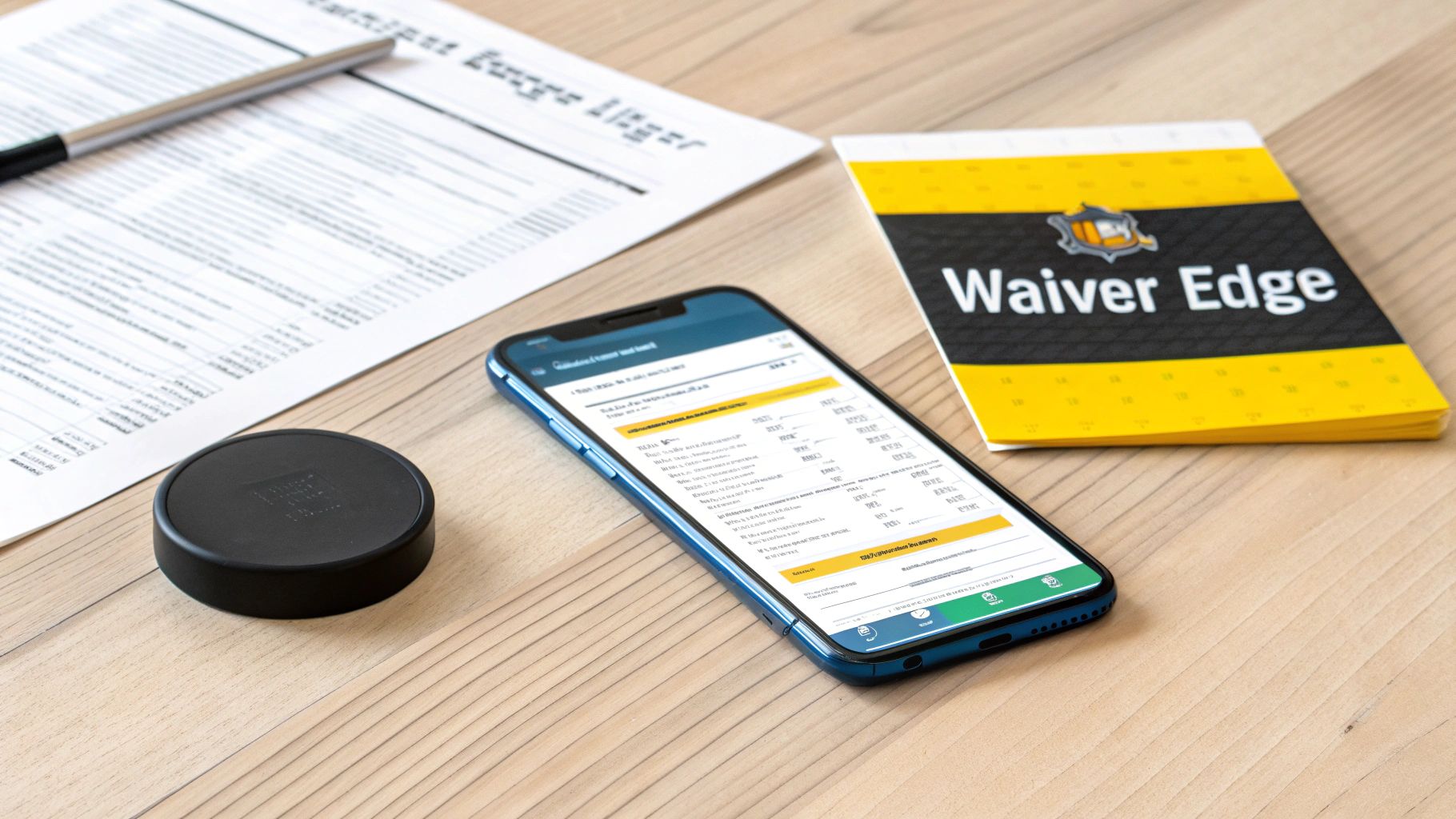 A hockey player celebrating a goal on the ice.