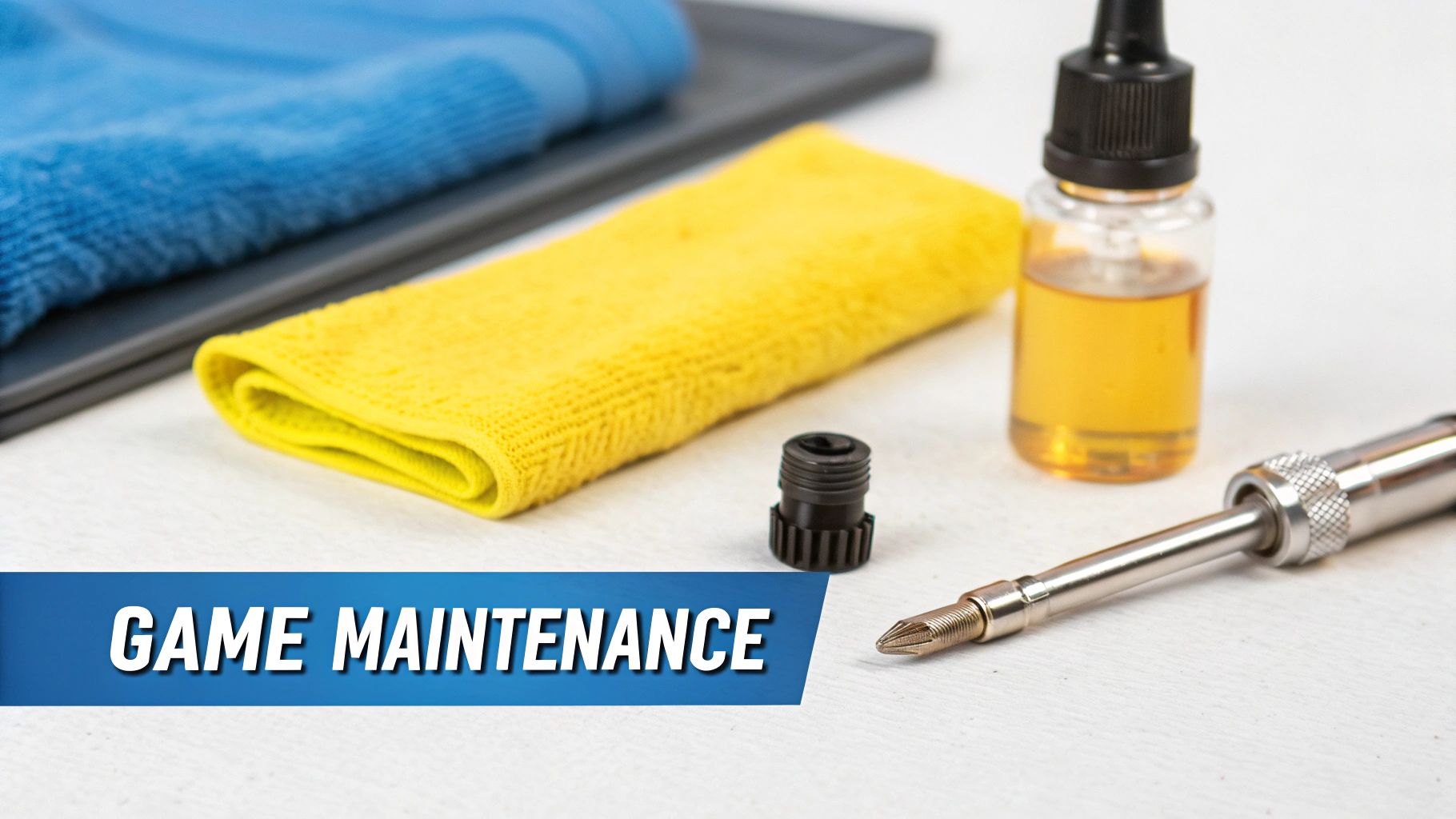 A person cleaning their board hockey game