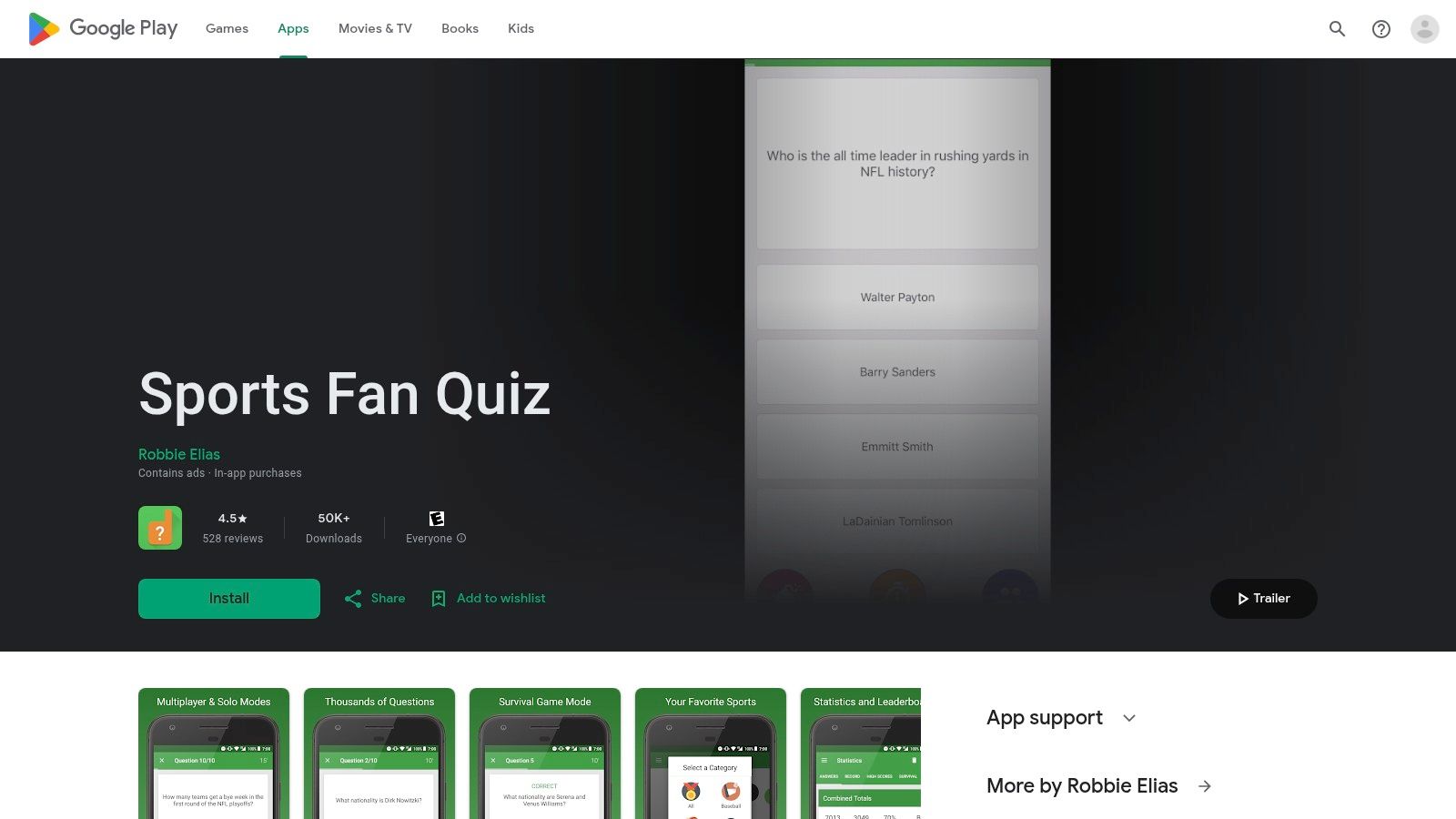 Google Play — Sports Fan Quiz (Android)