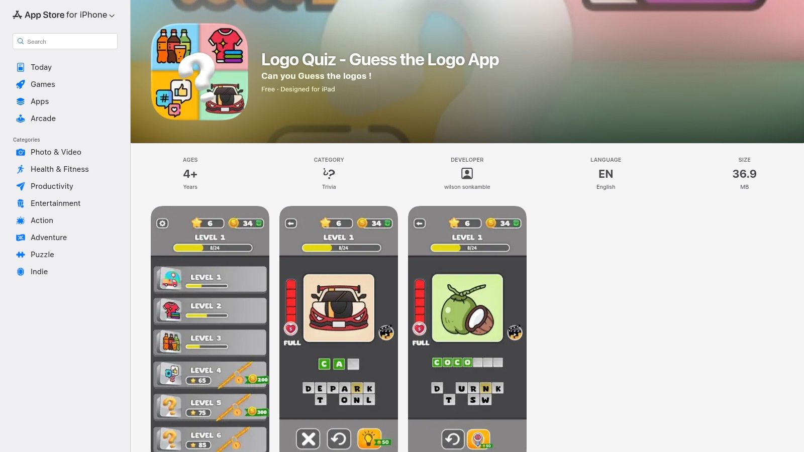 Logo Quiz — Guess the Logo (Apple App Store)