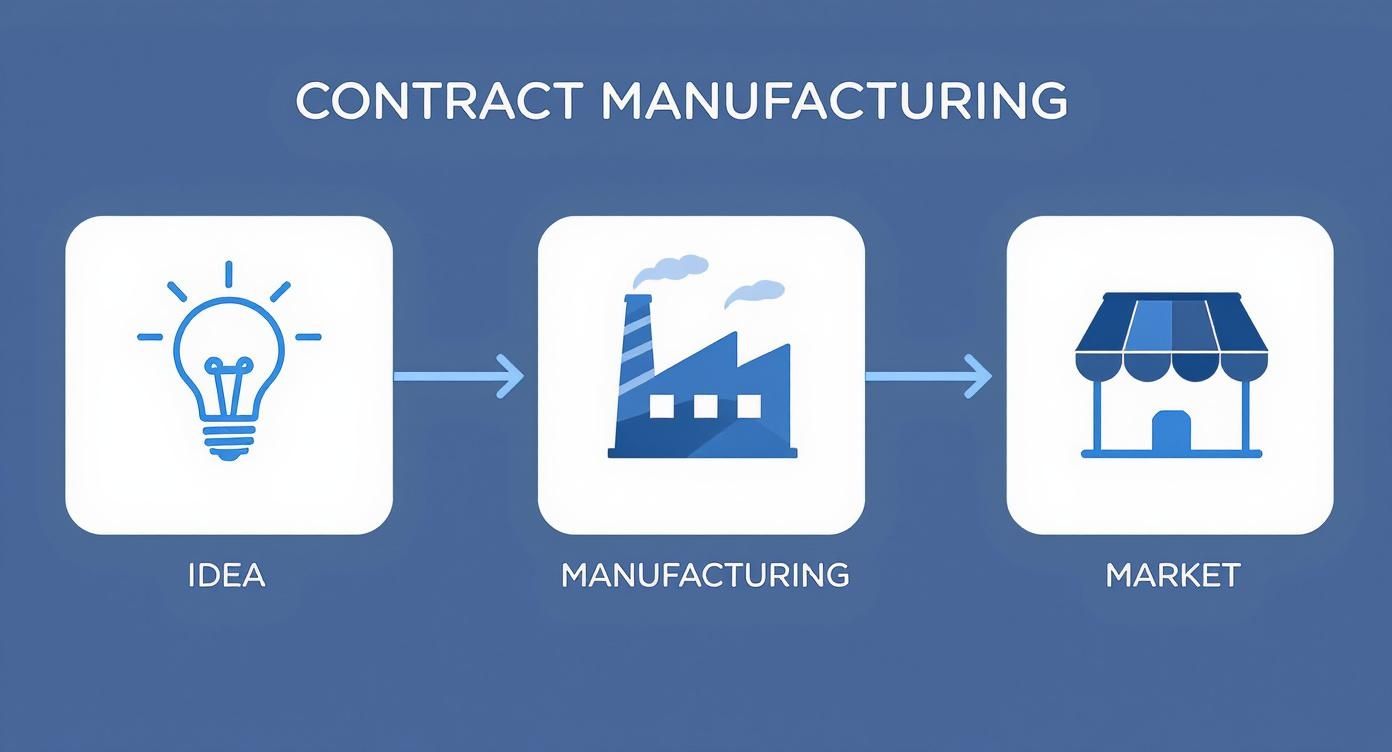 Infographic about what occurs in contract manufacturing