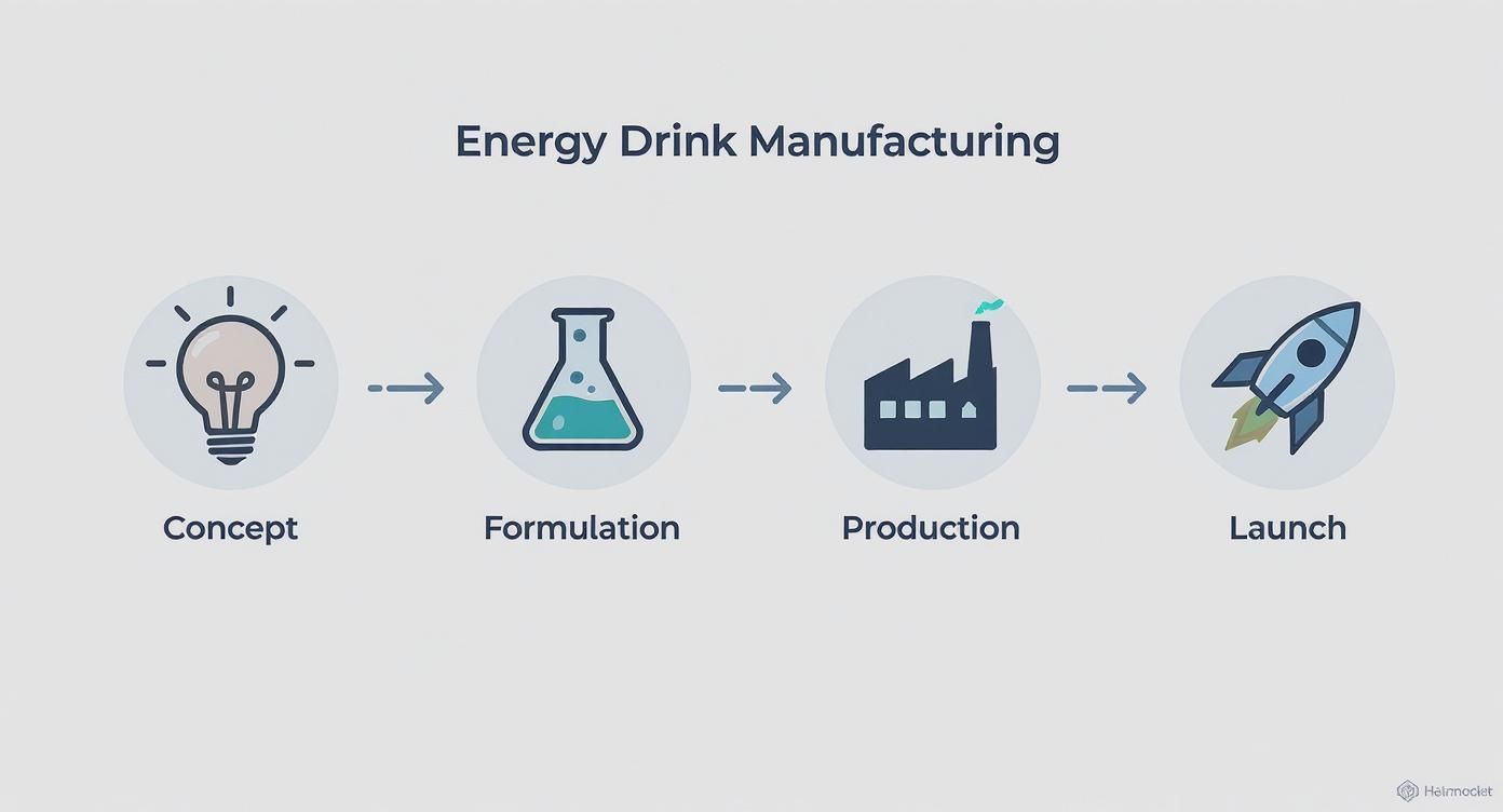 Infographic about manufacturing energy drinks