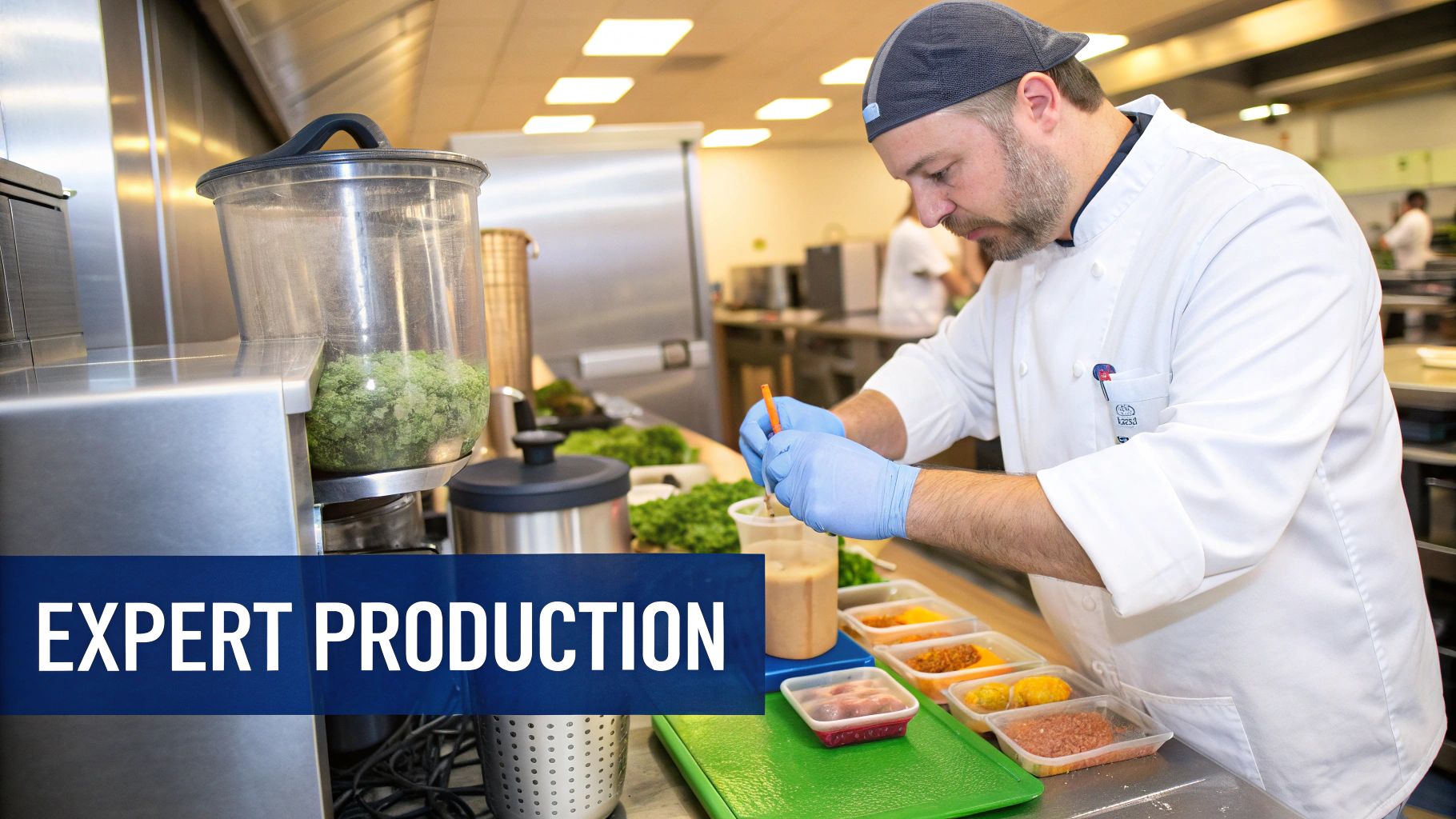 Two scientists in lab coats collaborating over lab equipment, symbolizing formulation and R&D.