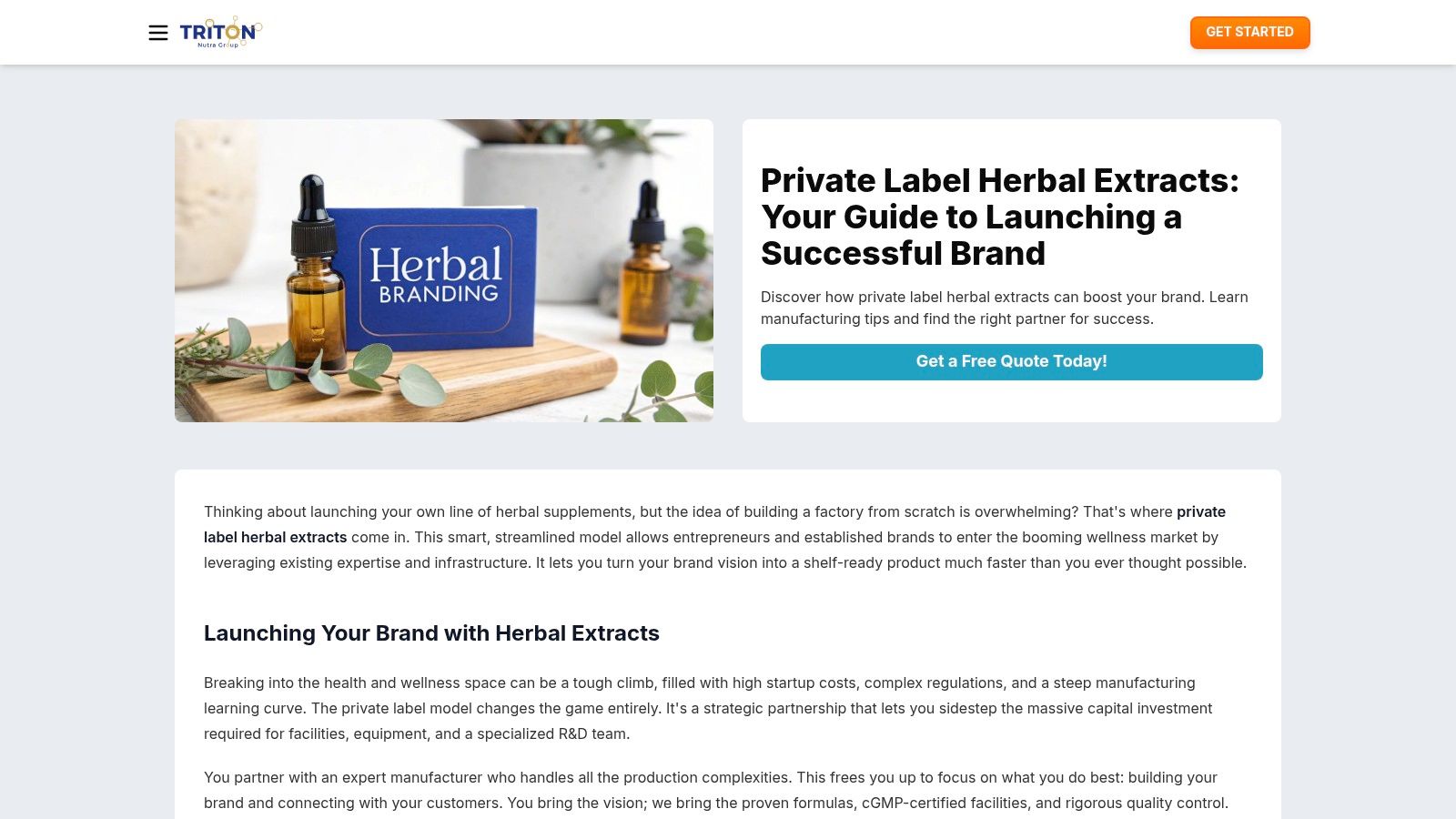 Triton Nutra Group: The Liquid Herbal Extract Specialist