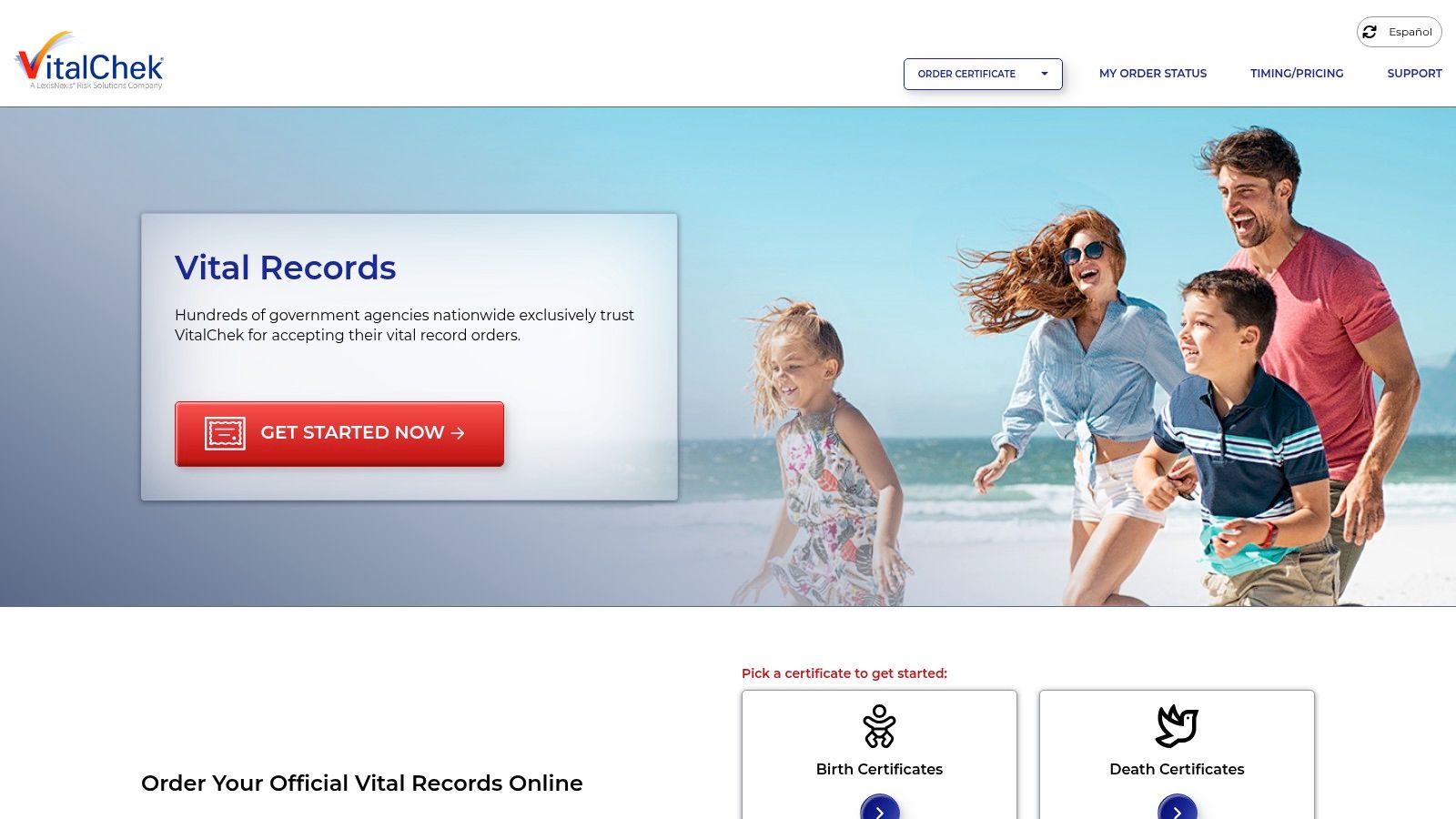 VitalChek — Official vital records ordering (birth, marriage, divorce, death certificates)