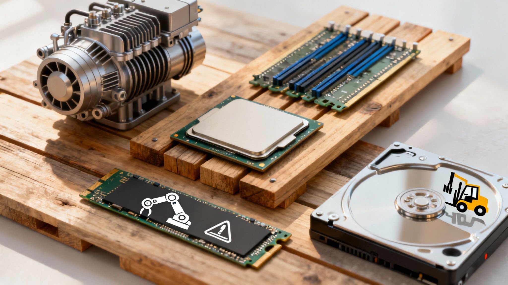 A detailed view of server components like CPUs and RAM on a motherboard.