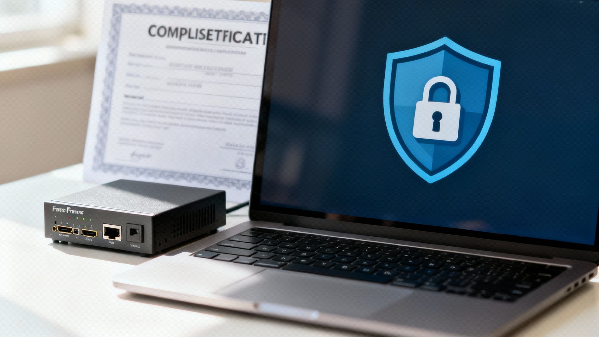 A digital padlock icon overlaid on a network diagram, symbolizing robust cybersecurity provided by an MSP.