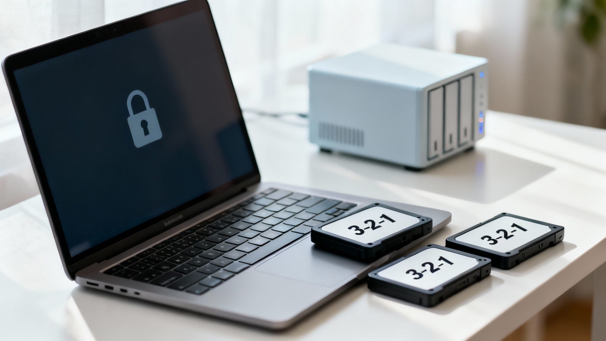 A shield icon overlaid on a network diagram, symbolizing a multi-layered security strategy protecting a small business IT infrastructure.