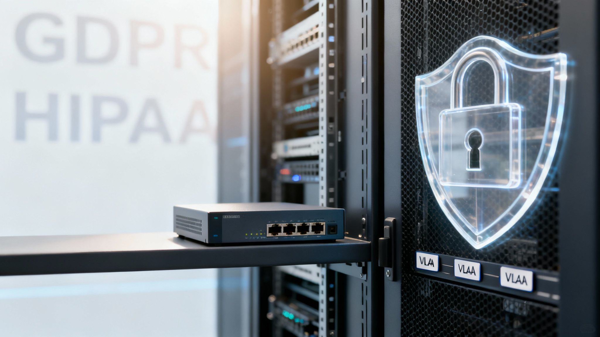 A diagram showing the security layers of a private cloud, including hardware, network, and application levels, emphasizing isolation and control.