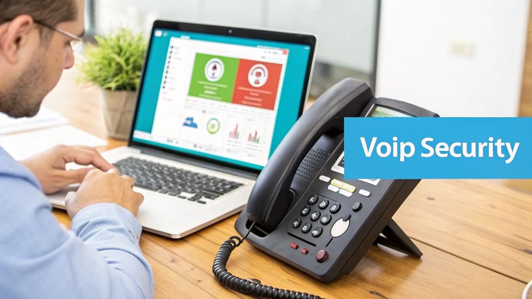 A network switch with glowing ports and a padlock icon overlaid, symbolizing network security.