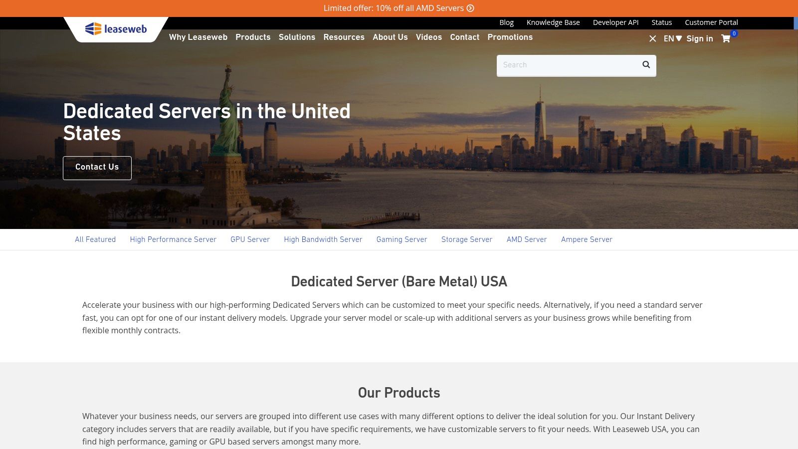 Leaseweb USA – Dedicated (Bare-Metal) Servers