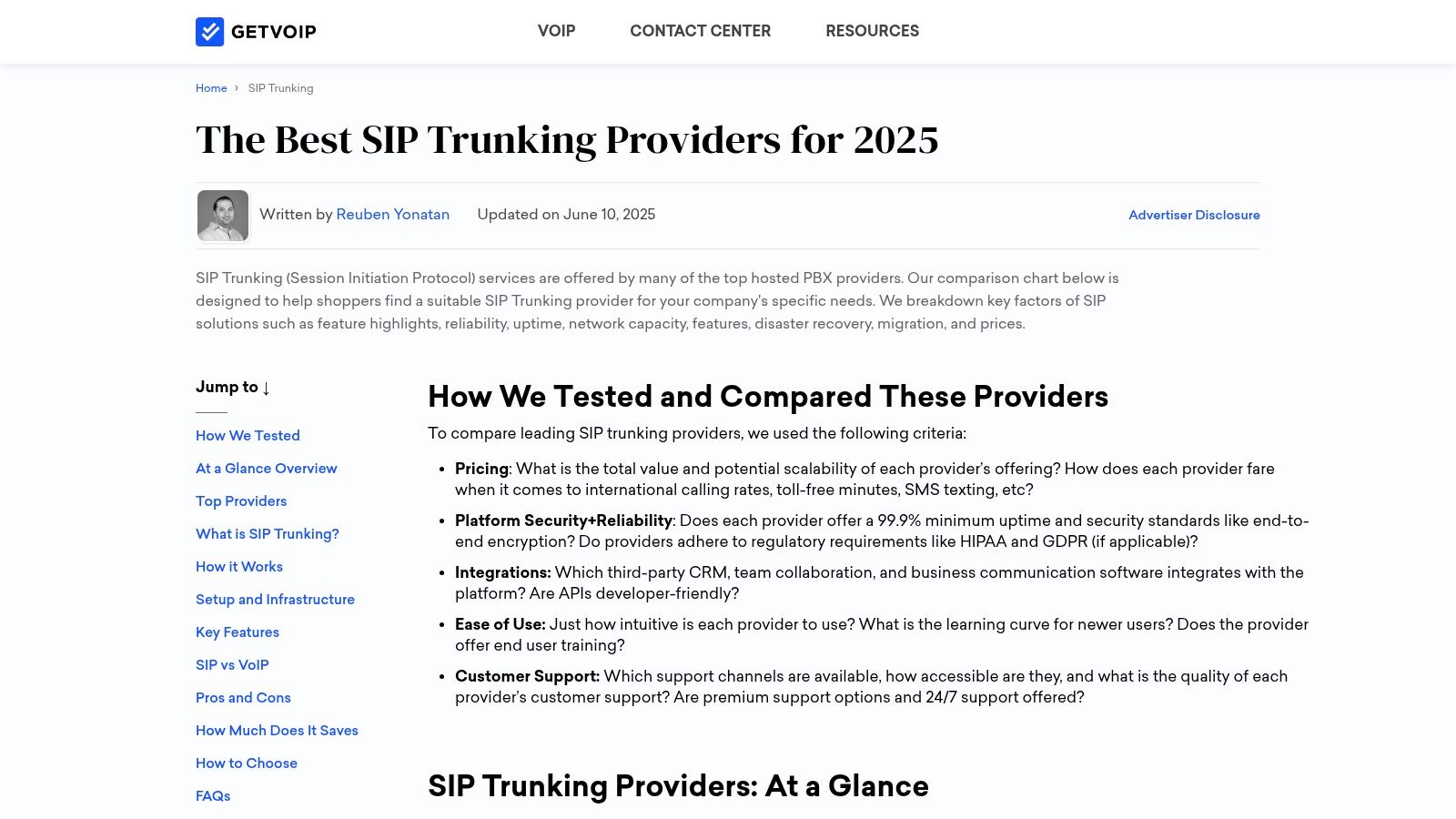 GetVoIP – SIP Trunking Providers Comparison