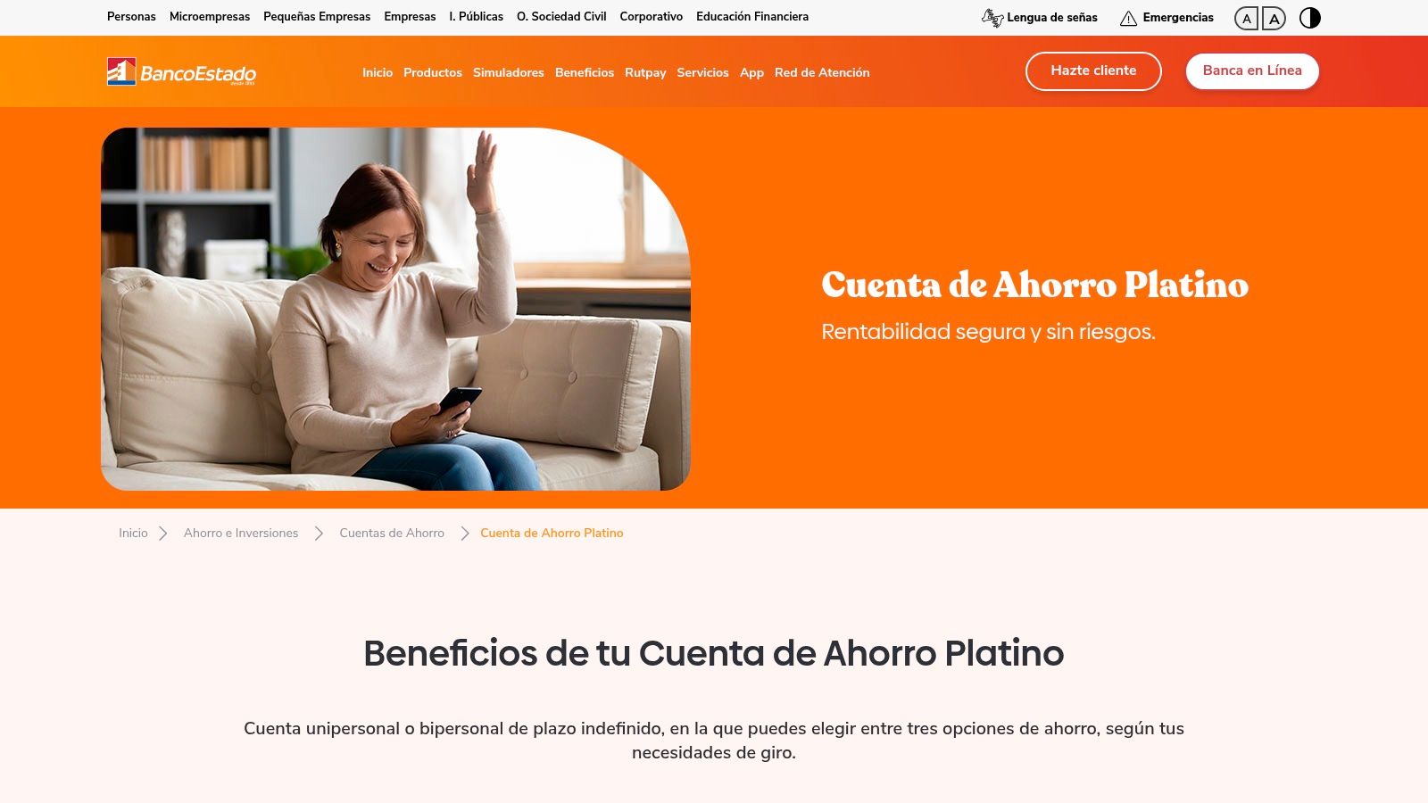 BancoEstado – Cuenta de Ahorro Platino / Premium