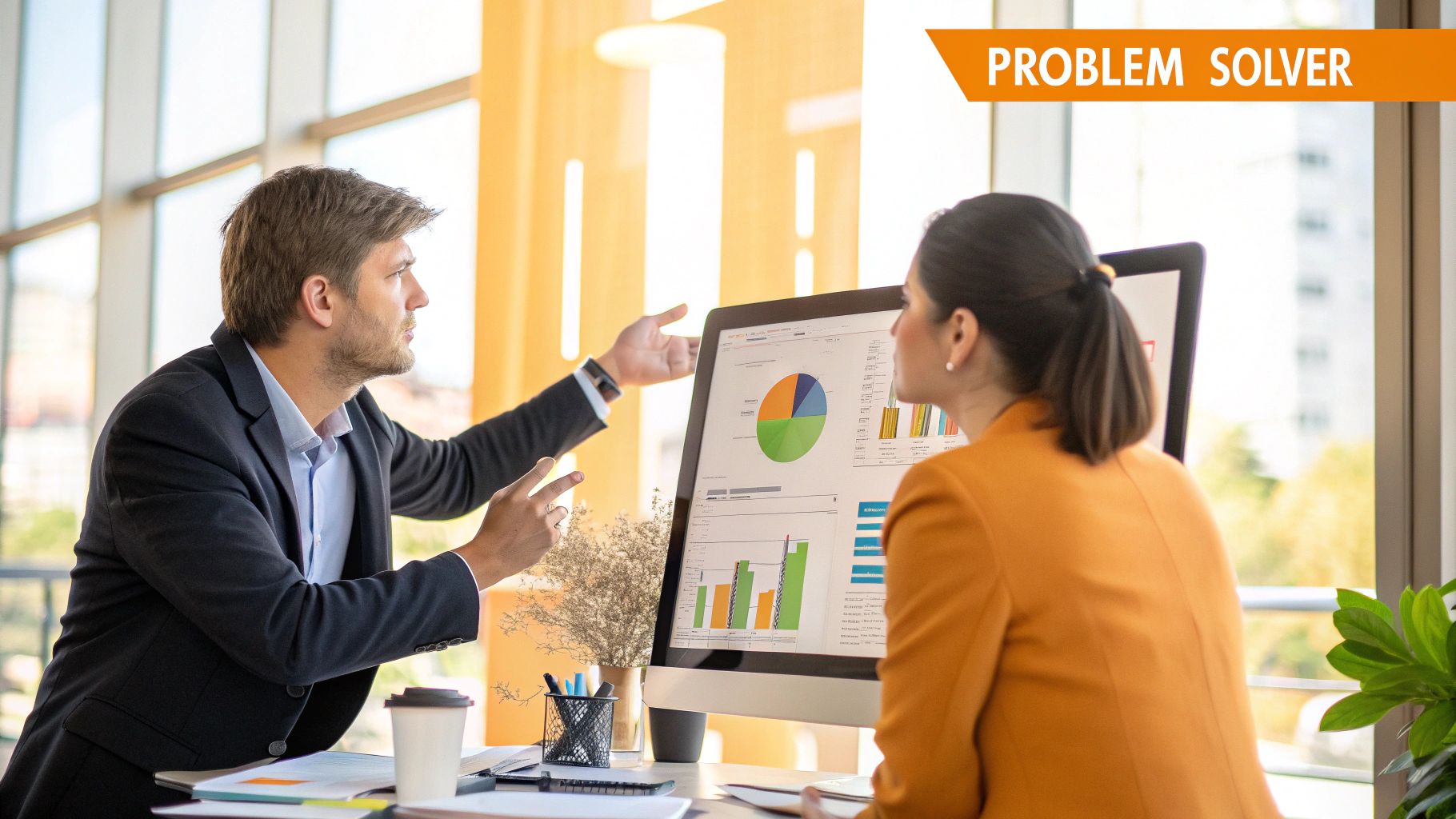 An infographic illustrating the Problem-Solution Formula for a LinkedIn About section.