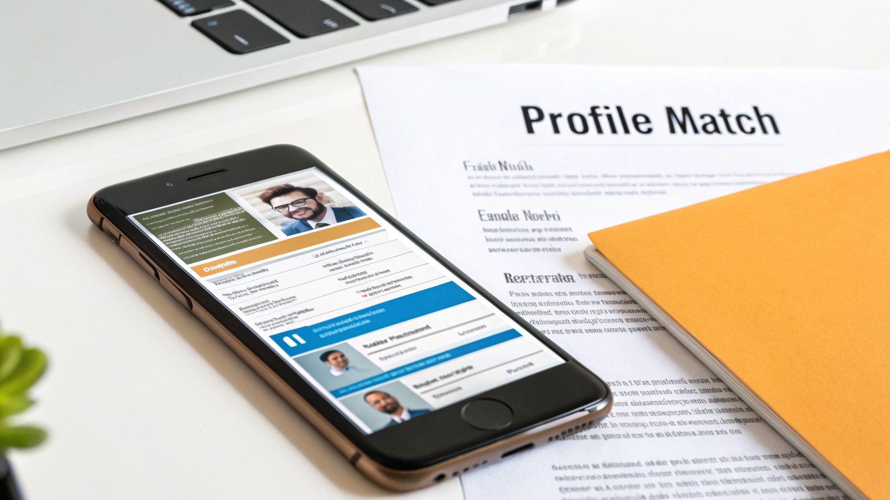 A cohesive puzzle of a professional profile and a resume document