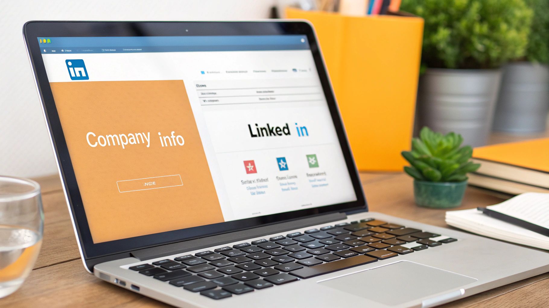 A person optimizing a LinkedIn profile on a laptop