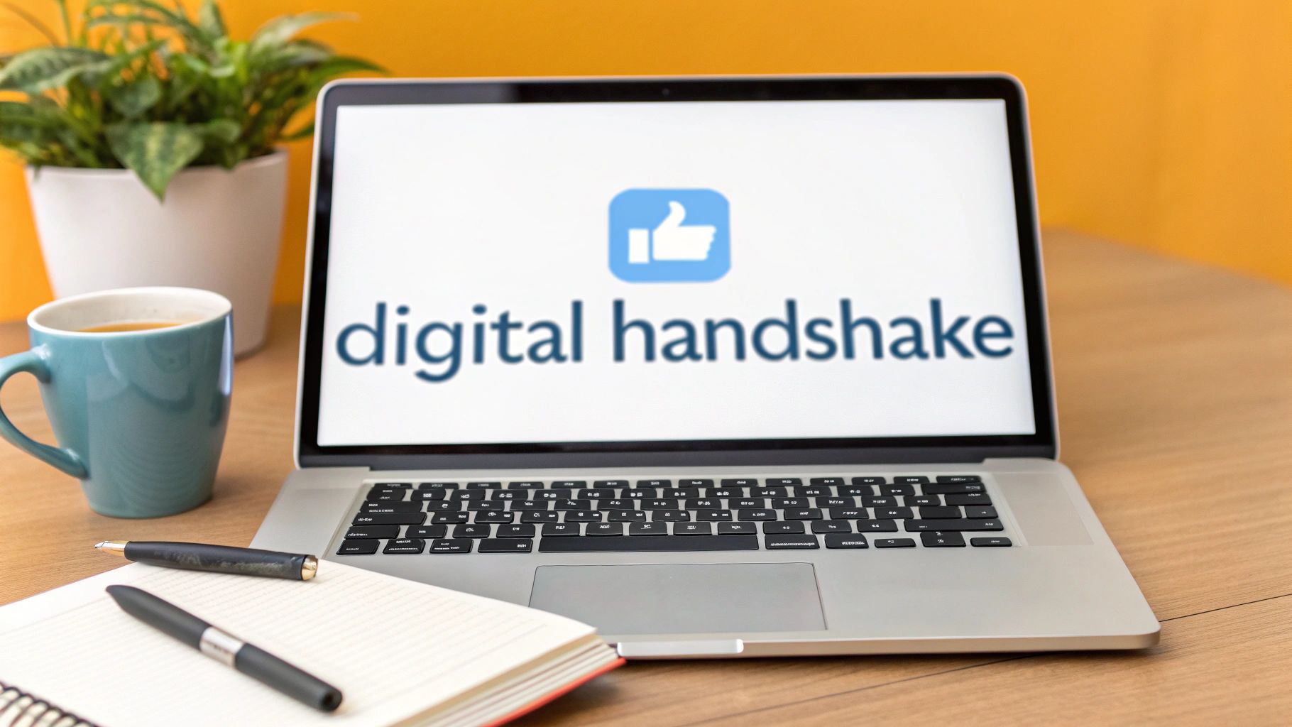 Professionals collaborating on a laptop with a LinkedIn profile displayed