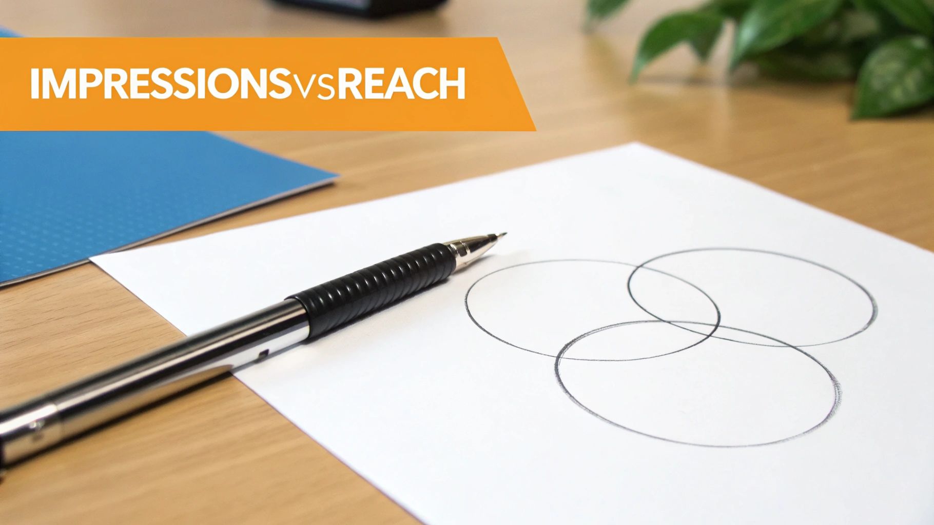A chart on a screen showing the relationship between impressions, reach, and engagement metrics.