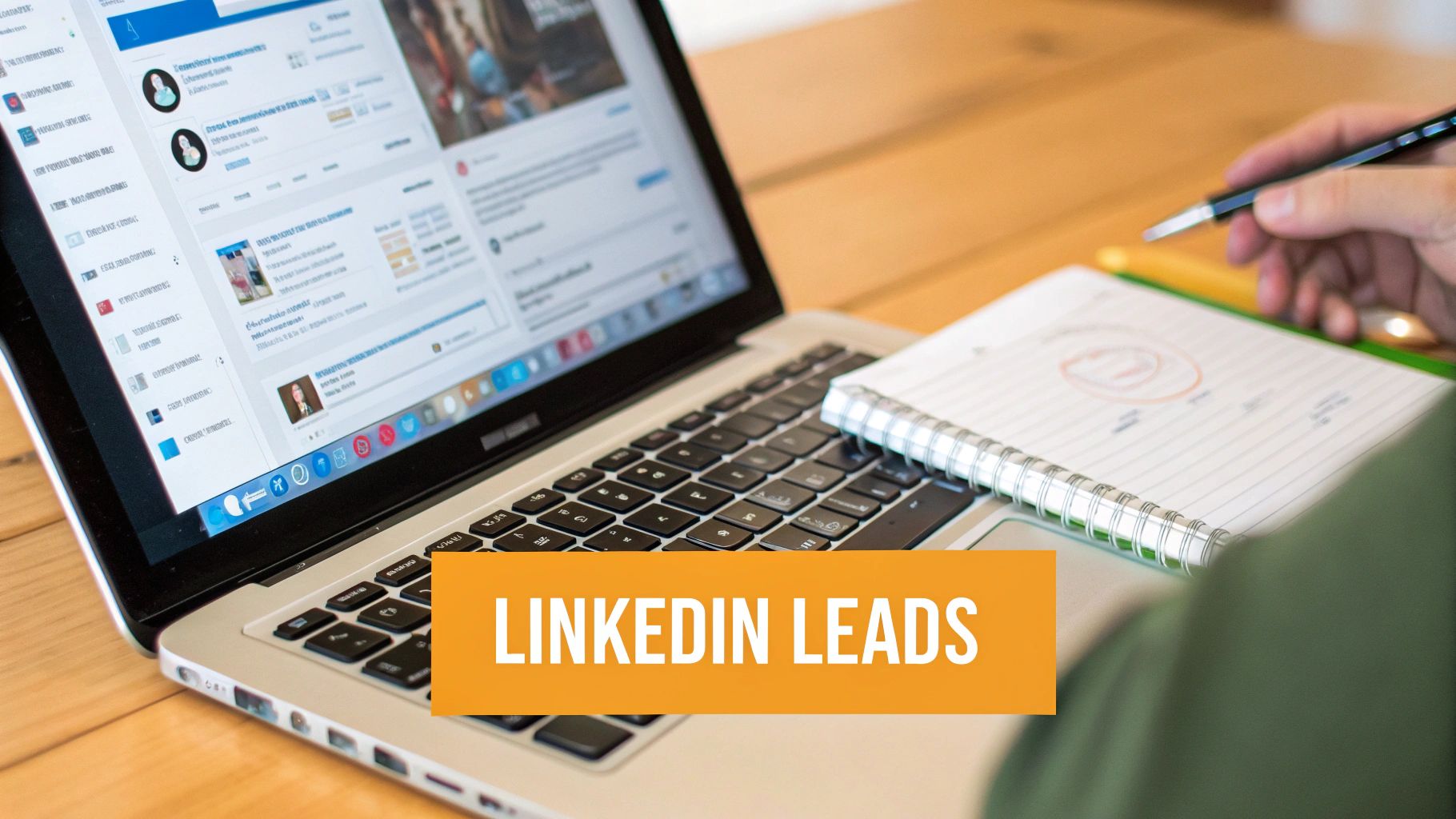 A professional networking on a laptop, symbolizing LinkedIn lead generation.