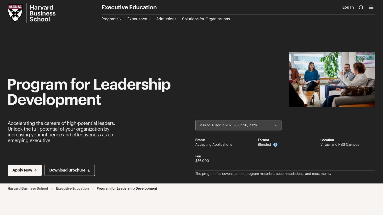 Harvard Business School Executive Education — Program for Leadership Development (PLD)