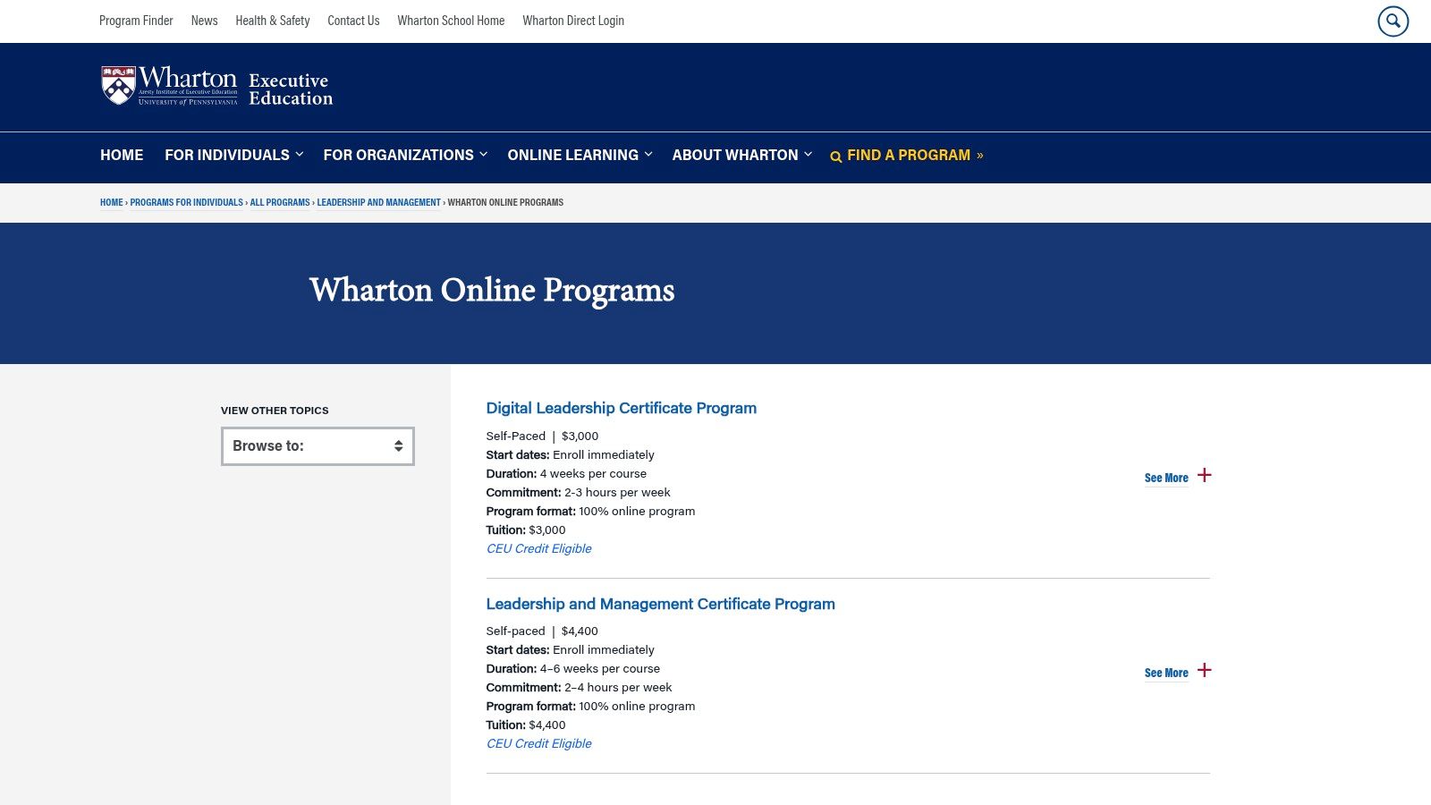 Wharton Executive Education — Leadership & Management