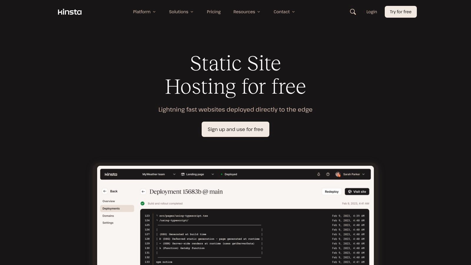 Kinsta Static Site Hosting