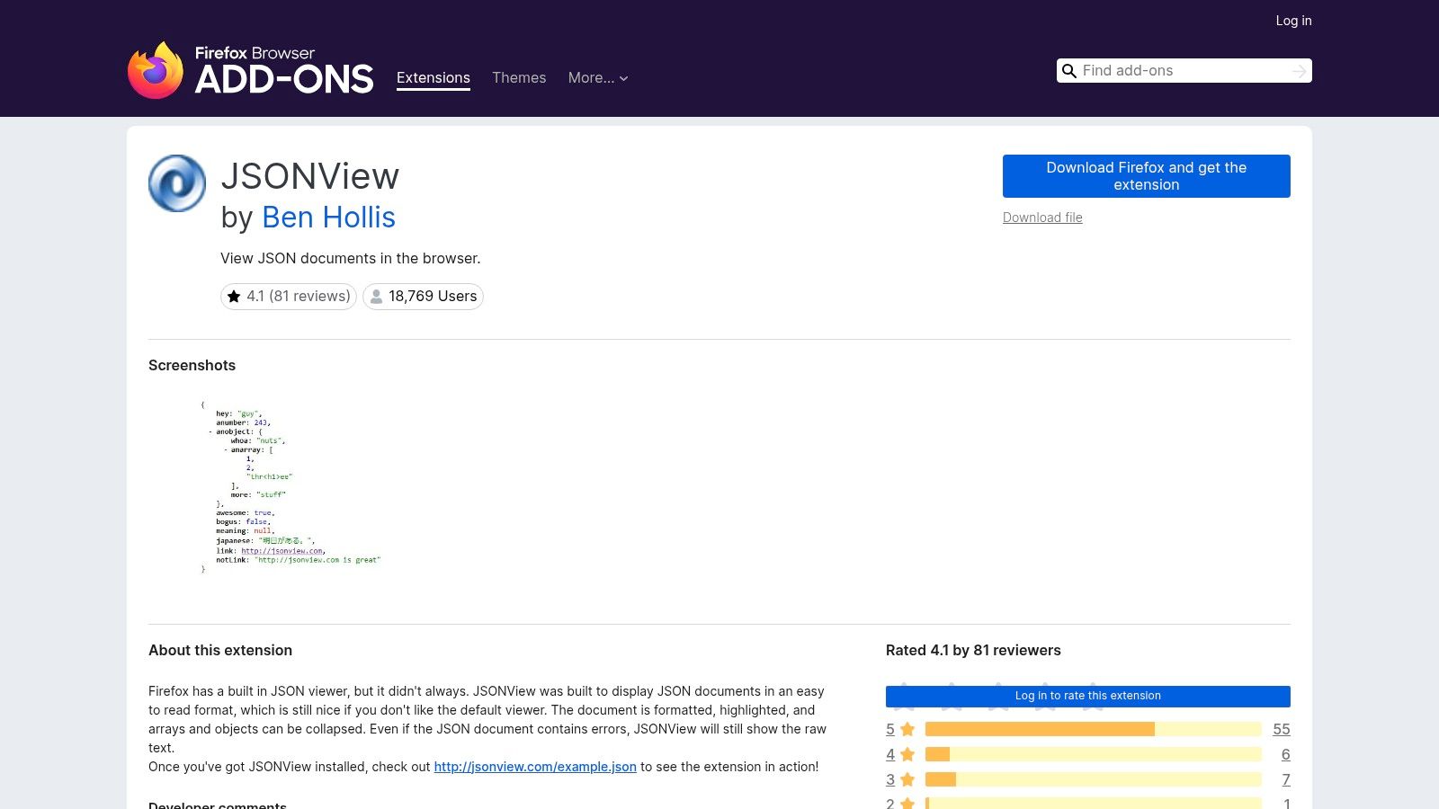 Firefox Add‑ons — JSONView (extension)