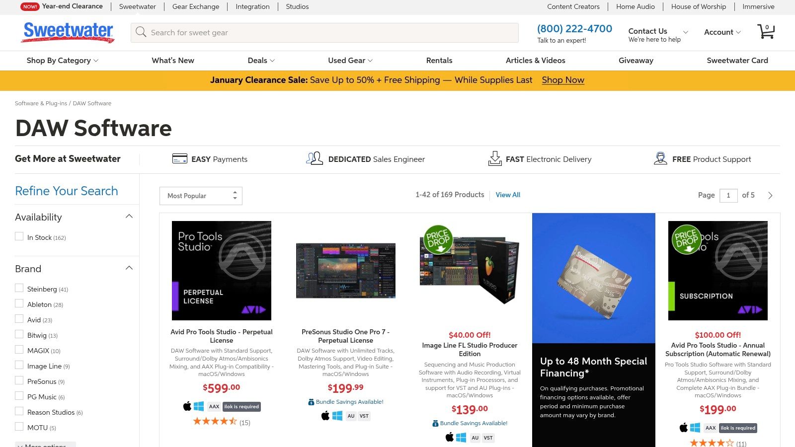 Sweetwater — DAW Software Category