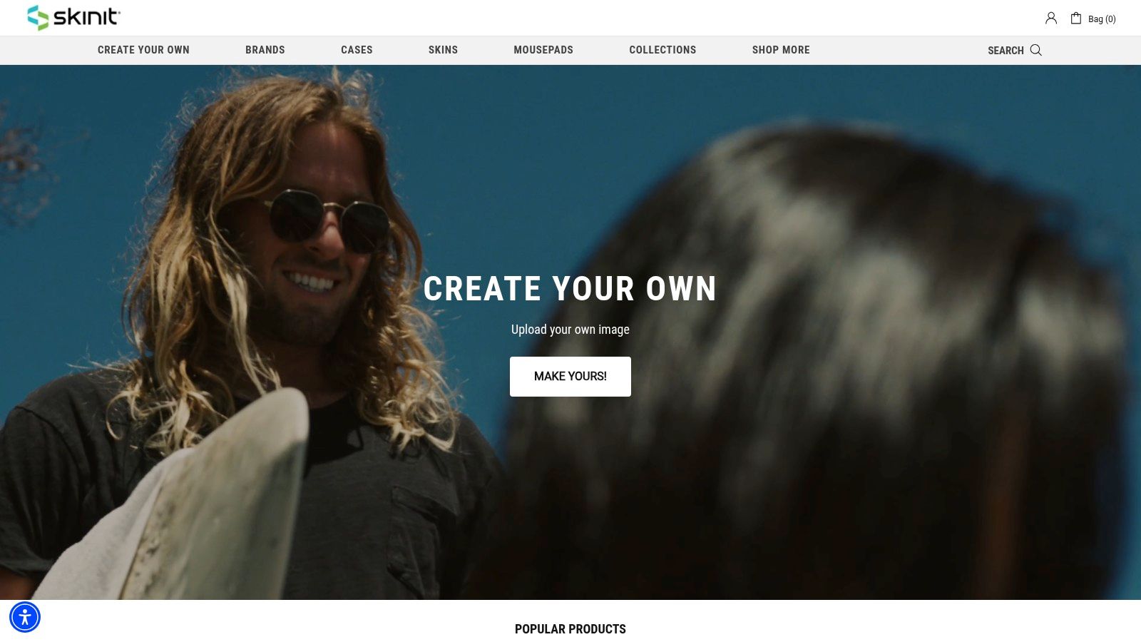 A custom-designed gaming controller skin from Skinit, showcasing personalization options for tech accessories.