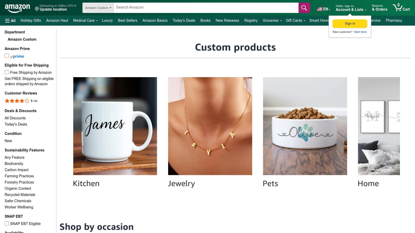 Amazon (Amazon Custom & Amazon Handmade)