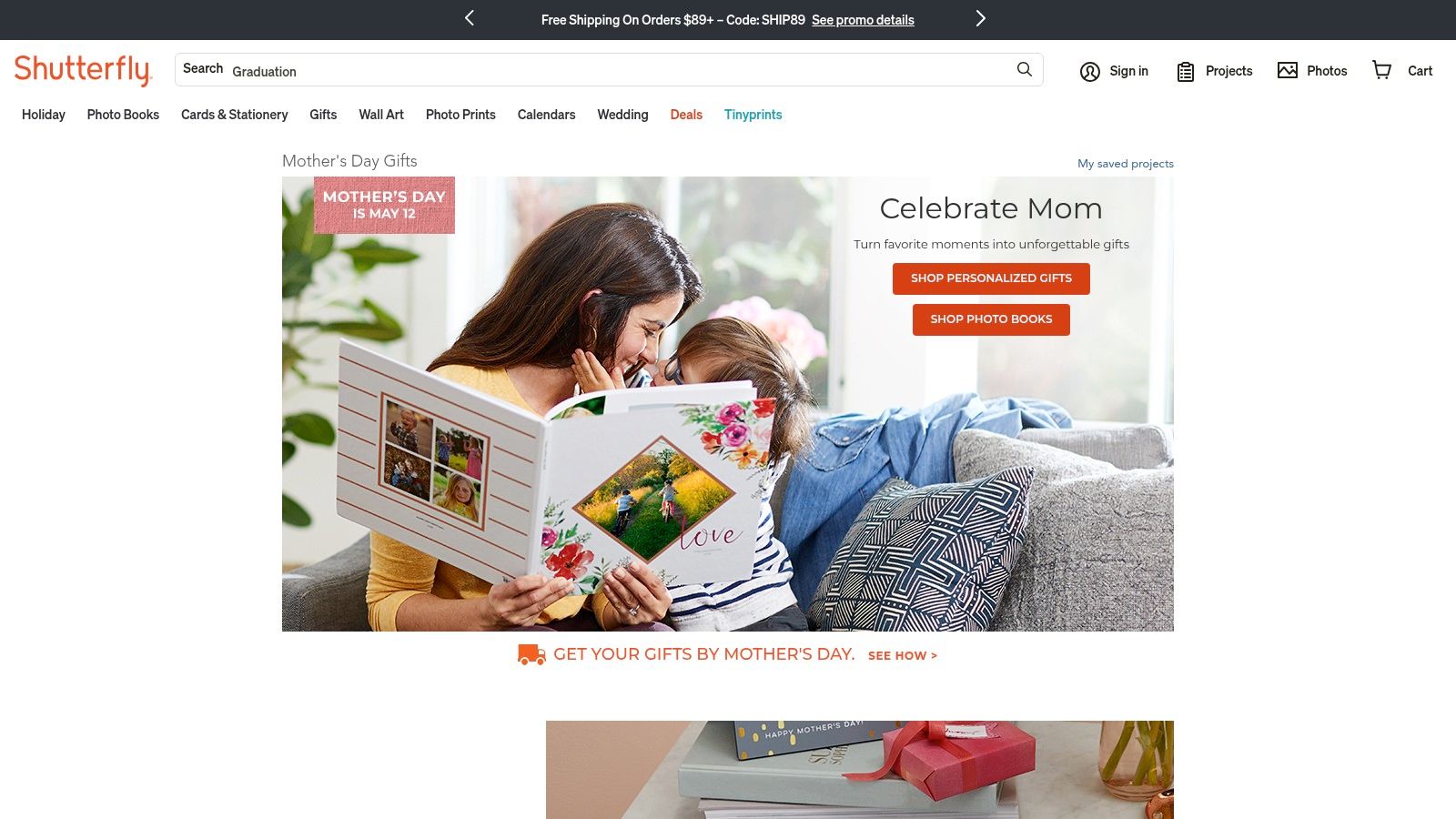 Shutterfly photo album for Mother's Day
