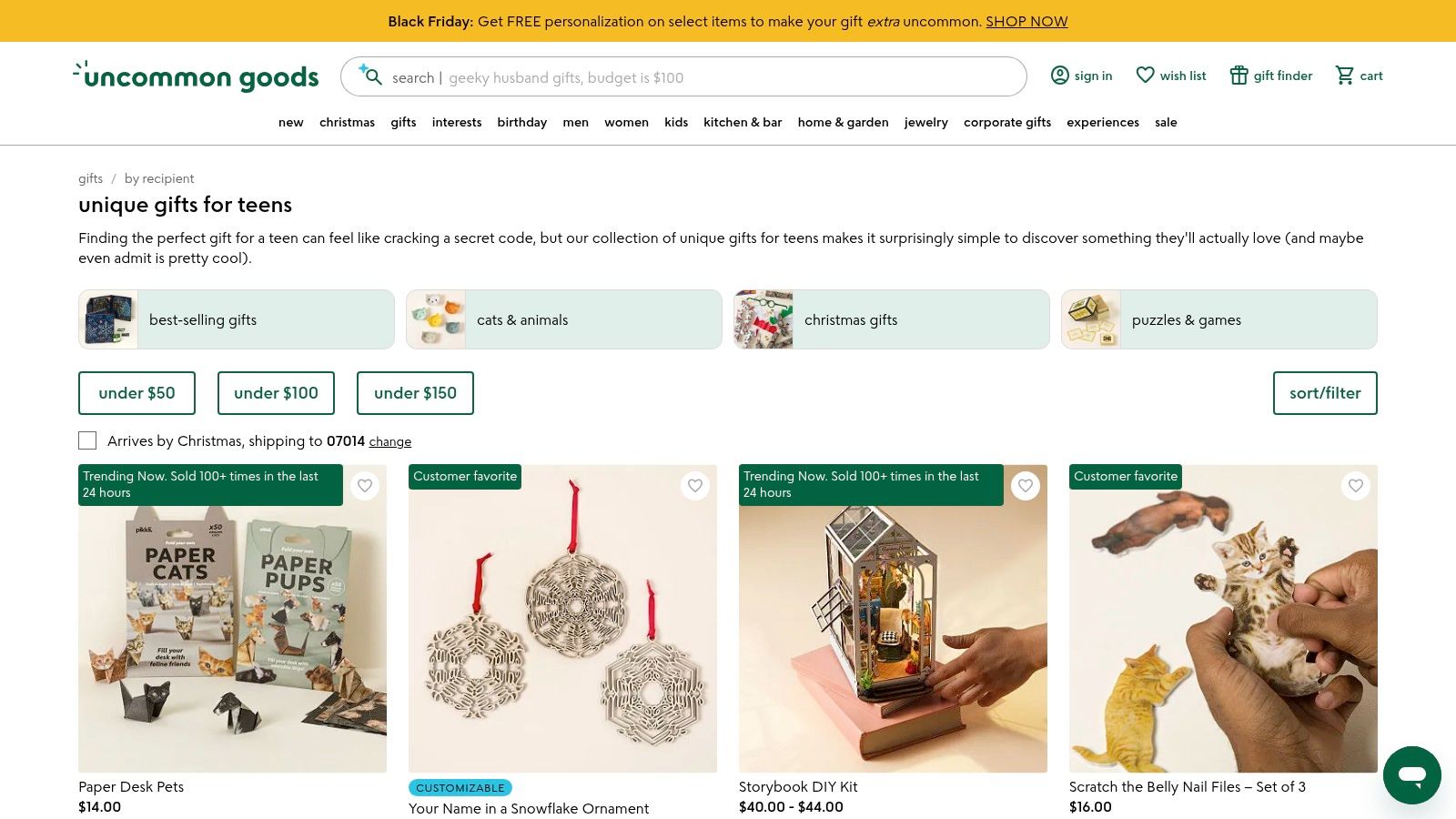 Uncommon Goods – Gifts for Teens (15+)