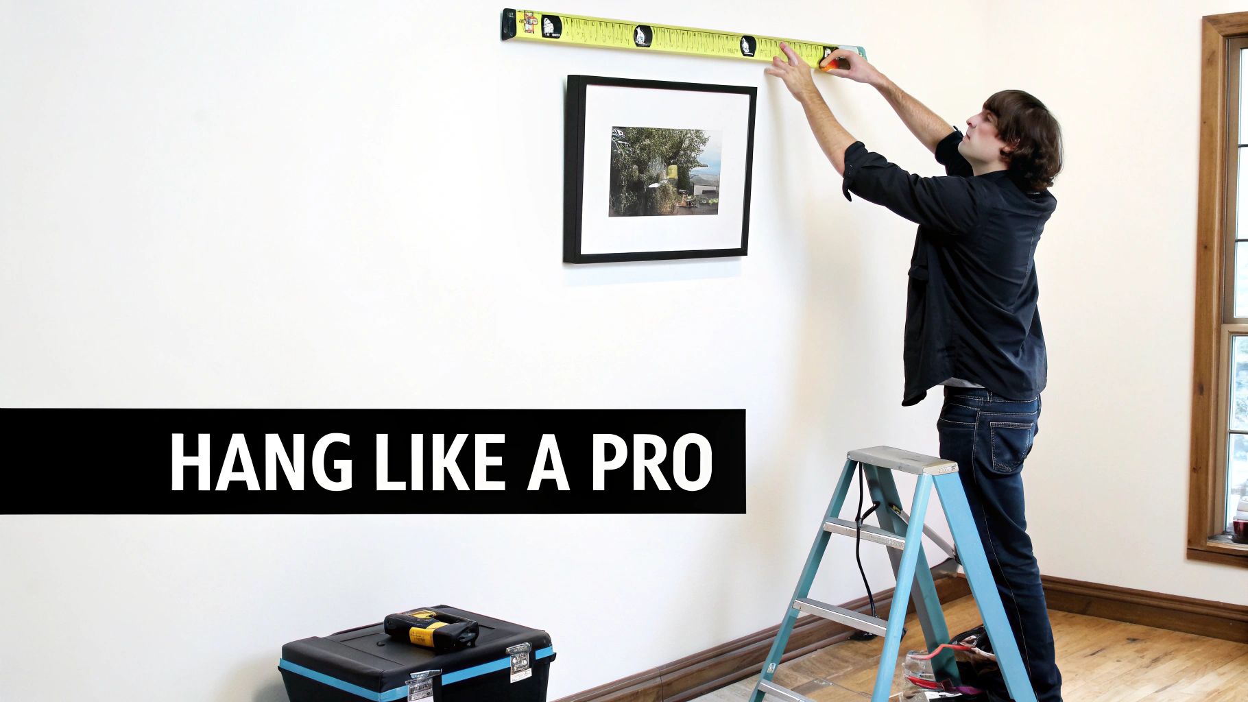 Framed art prints arranged neatly on a wall.