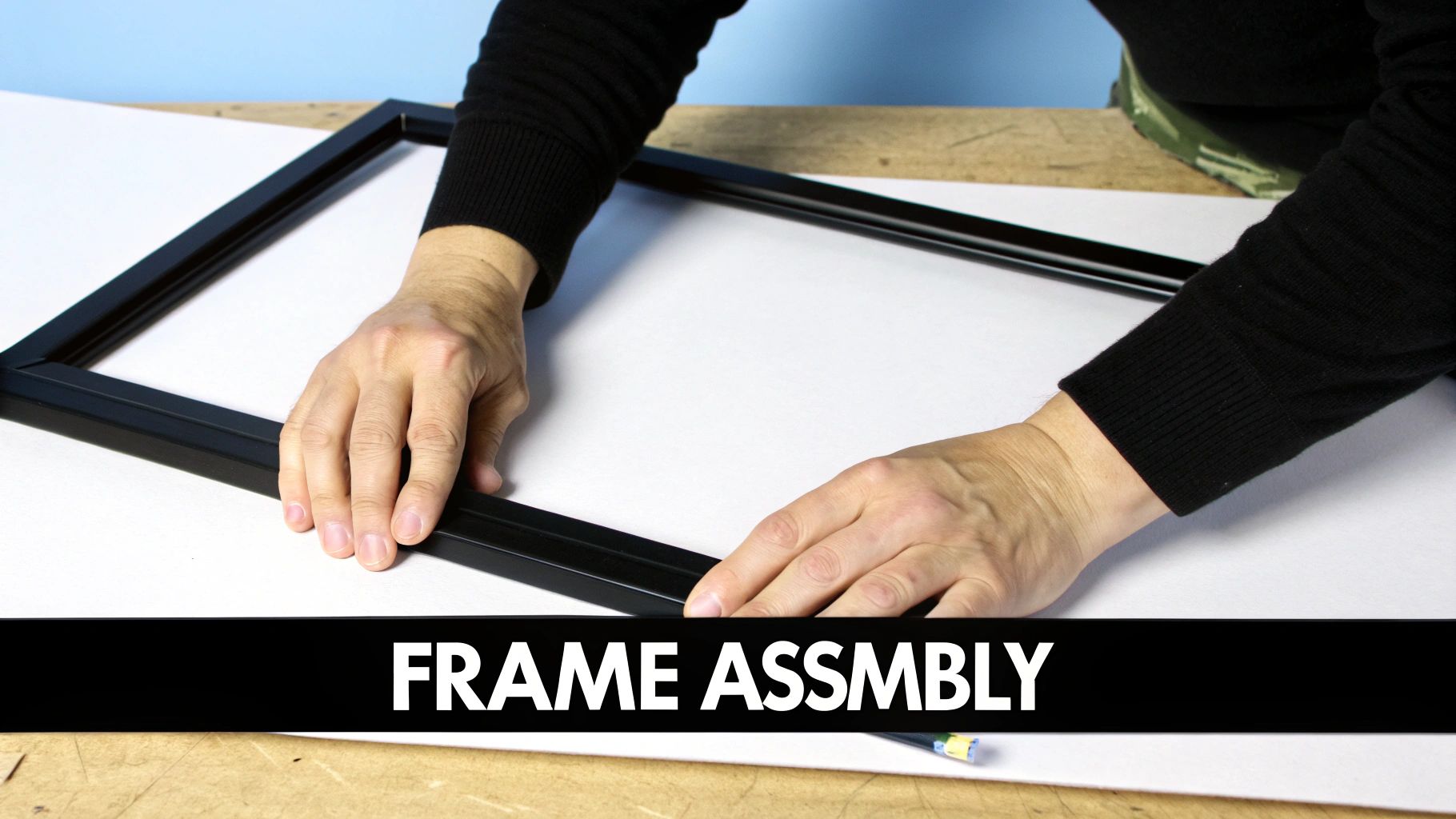 A person matting a framed print