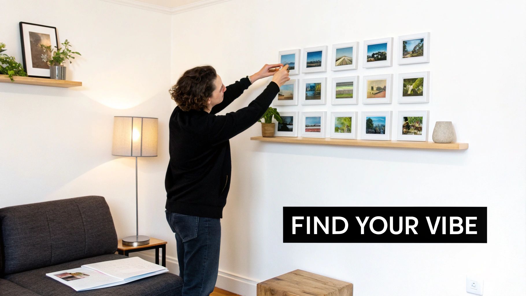 A collection of art postcards with various themes displayed on a surface.