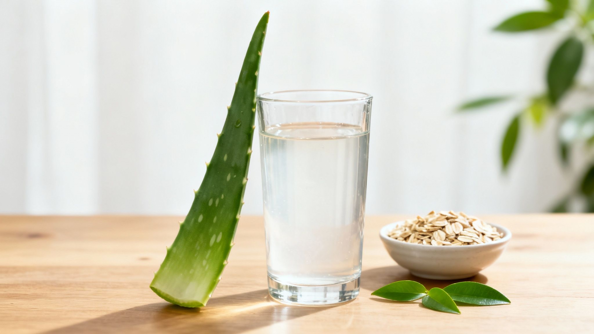 A person pouring a glass of aloe vera juice with fresh aloe leaves in the background