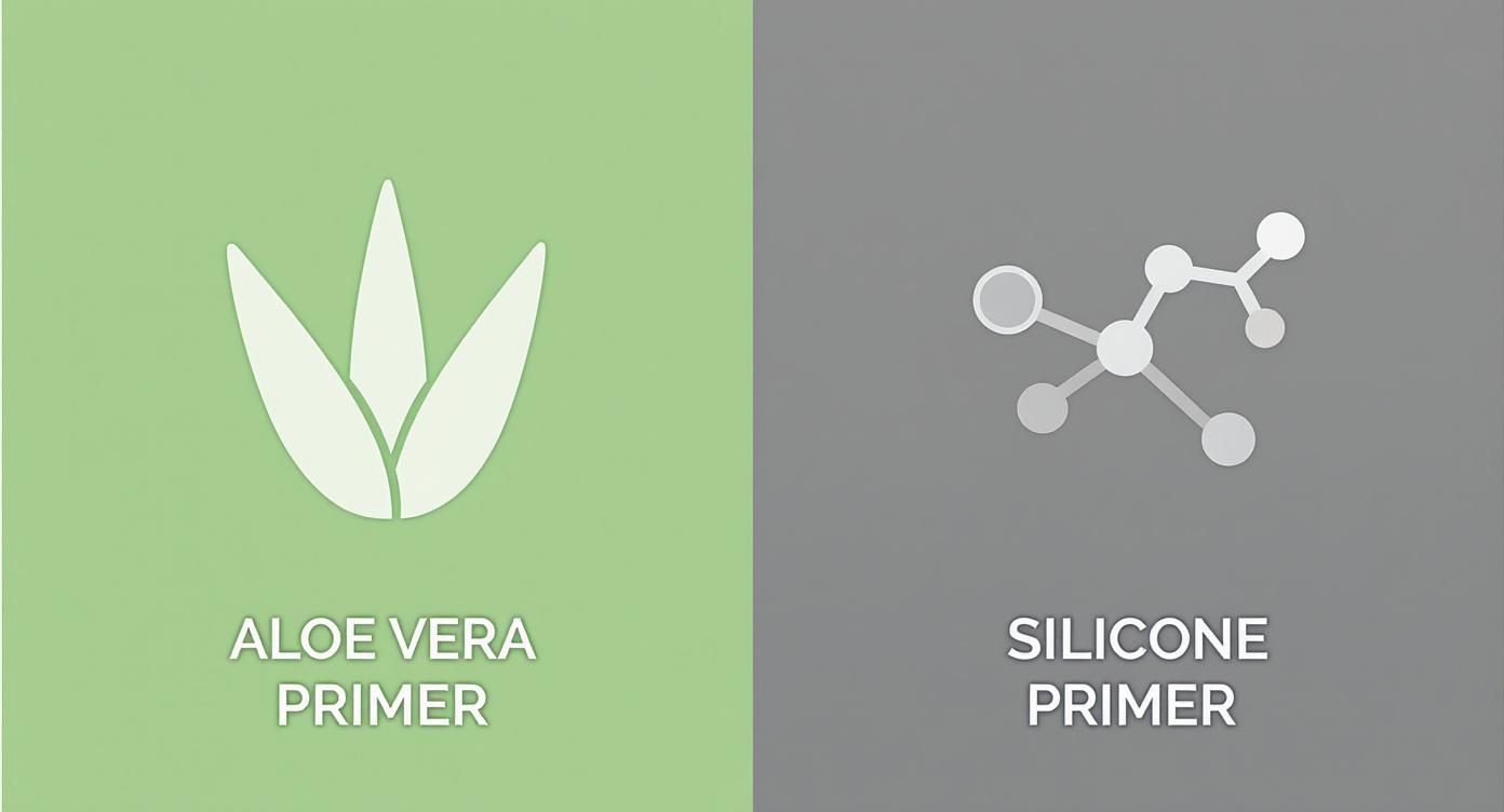 Infographic about aloe vera gel as makeup primer