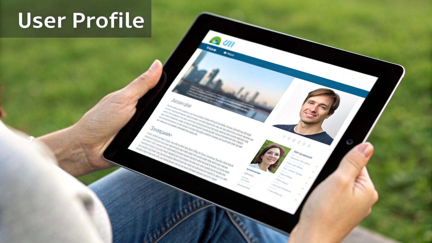 A user profile card displayed on a screen, showing a name, email, and profile picture, symbolizing fetched data from an API.